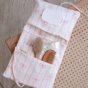 Pink Bow Wet Wipes and Diaper Clutch